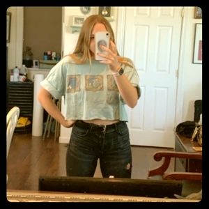 SOLD Tribal style mint sea foam green crop top